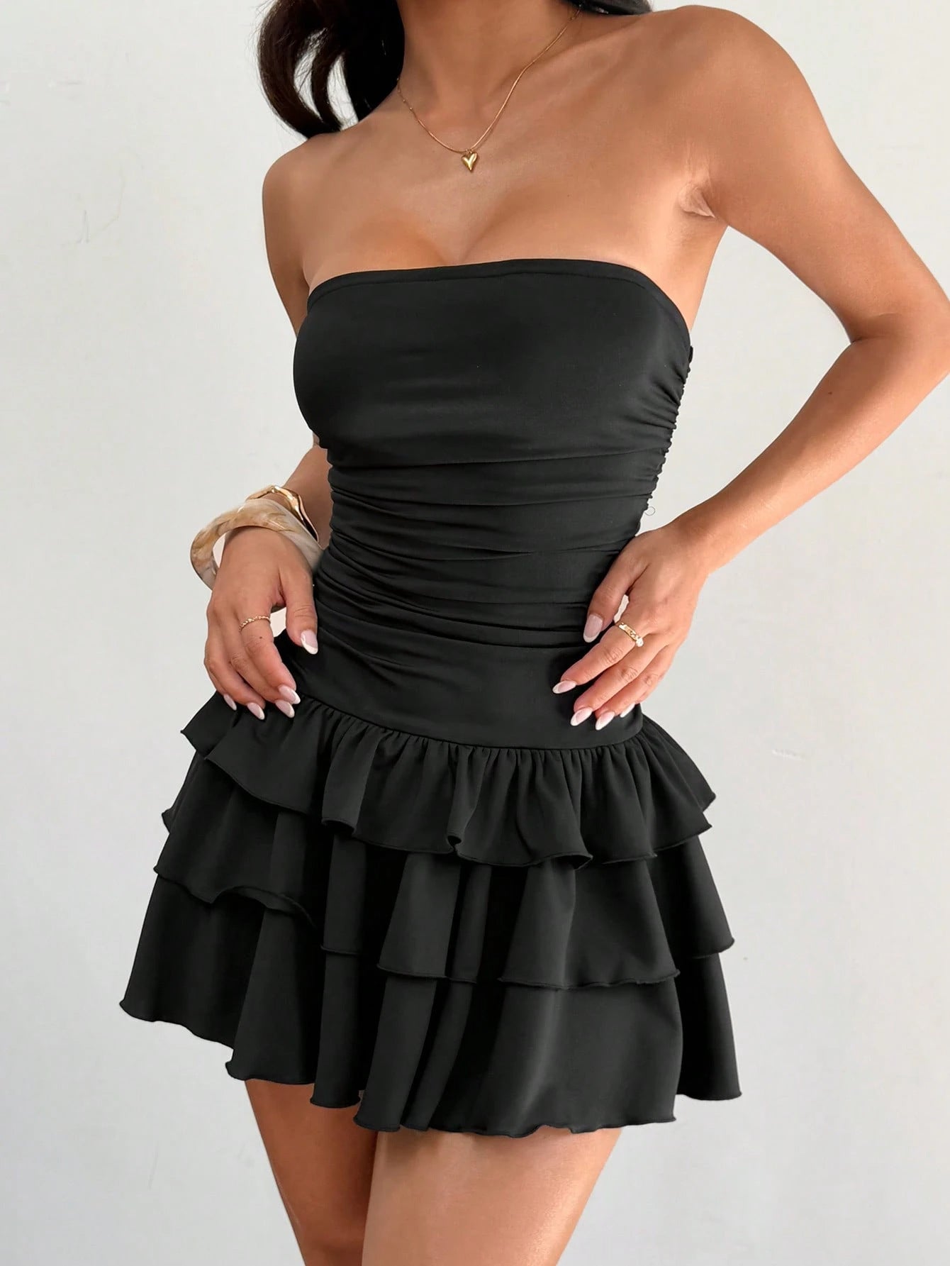 Women's Knitted Ruffle Mini Dress