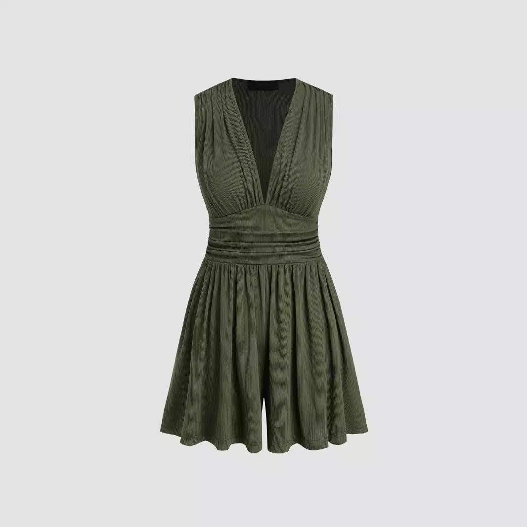 Women's Knitted Sleeveless Jumpsuit with High Waist