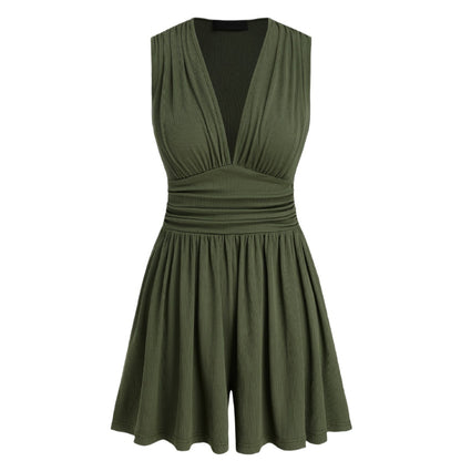Women's Knitted Sleeveless Jumpsuit with High Waist