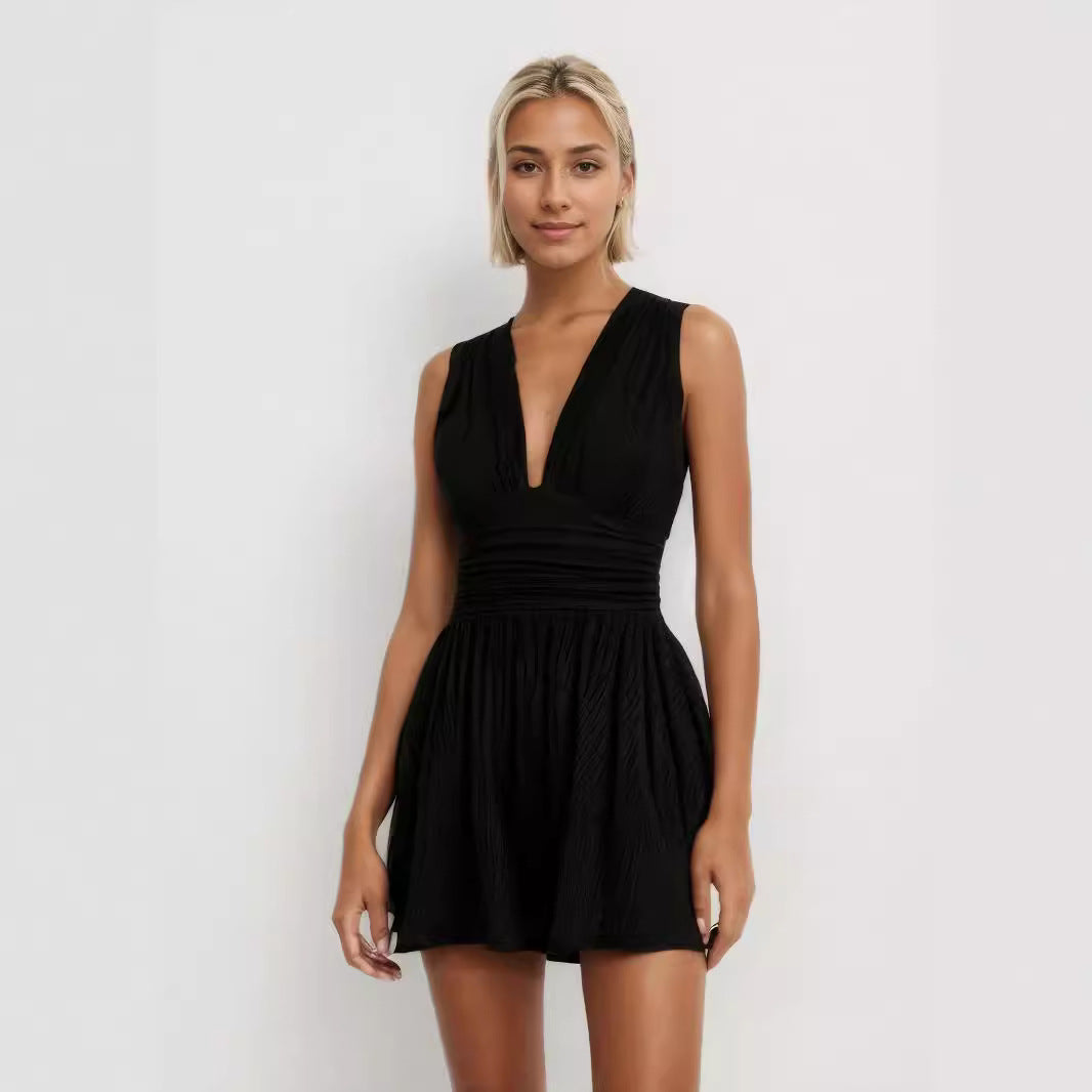 Women's Knitted Sleeveless Jumpsuit with High Waist