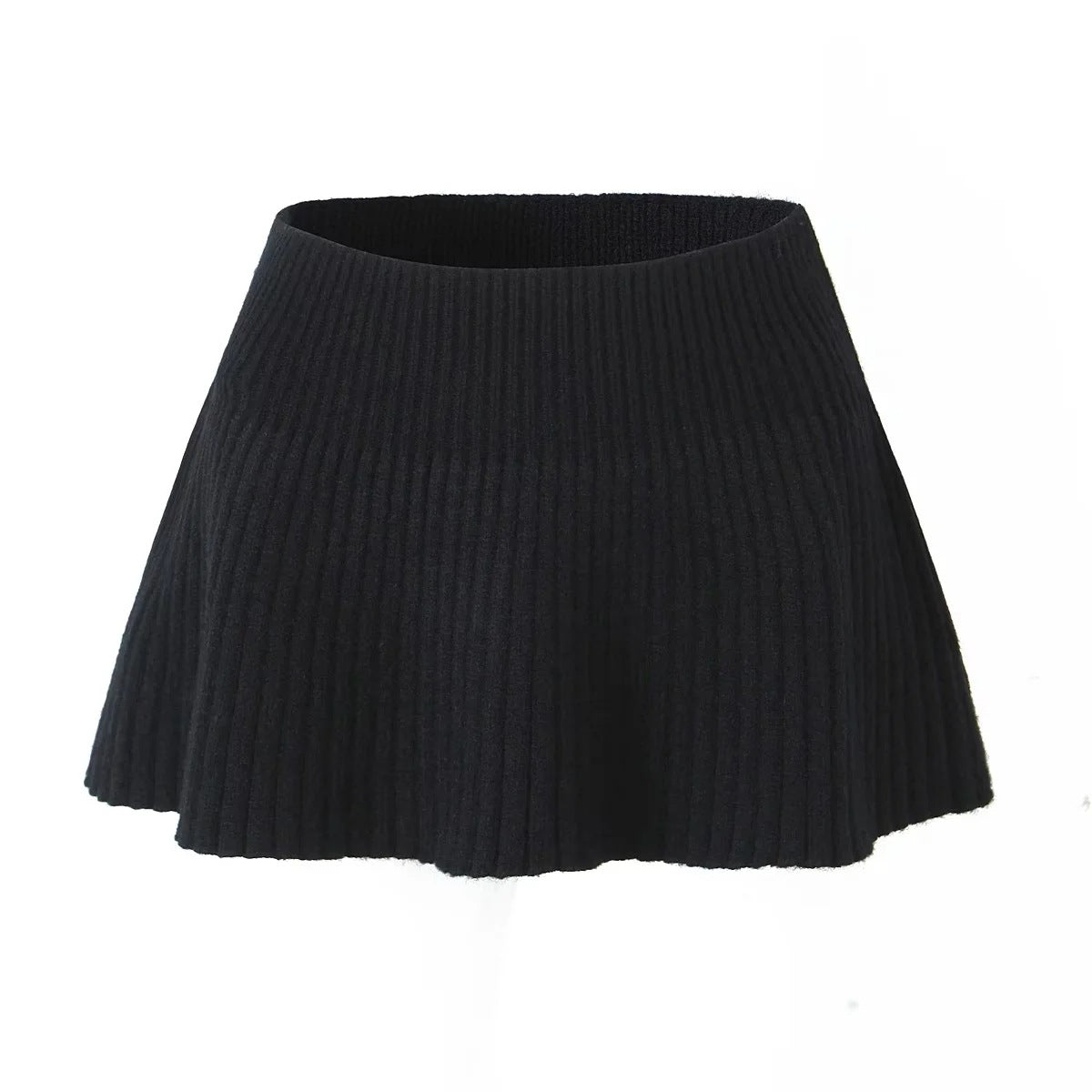 Women's Knitted Turtleneck Top and A-line Skirt Set