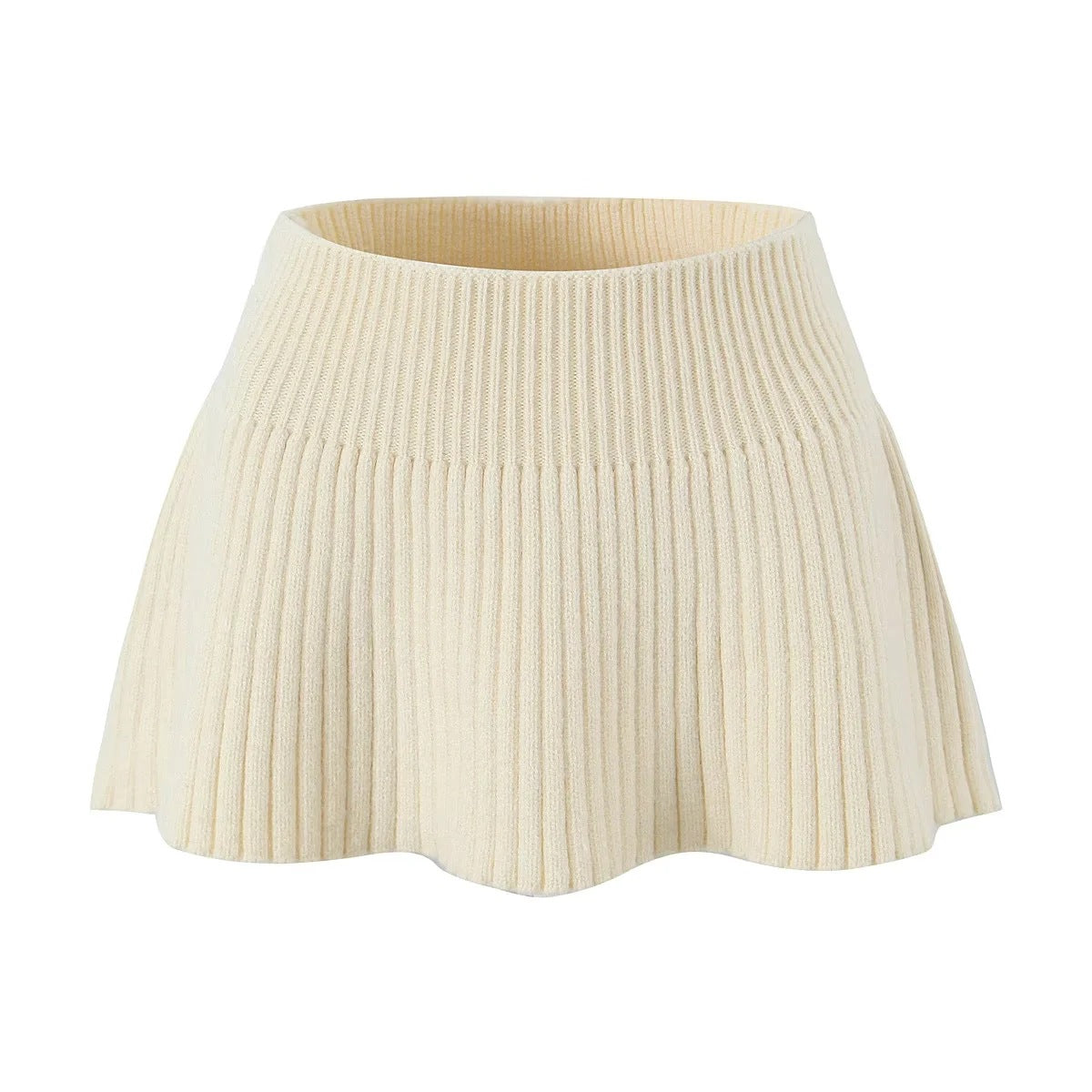 Women's Knitted Turtleneck Top and A-line Skirt Set
