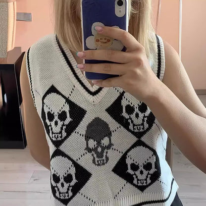 Women's Knitted V-Neck Sleeveless Sweater Vest