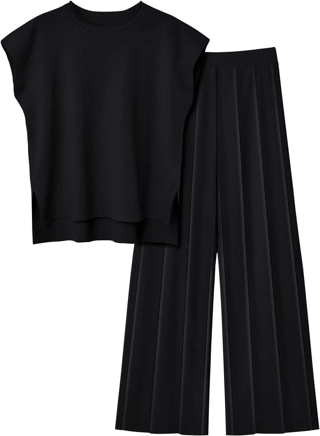 Women's Knitted Vest and Wide-Leg Pants Set