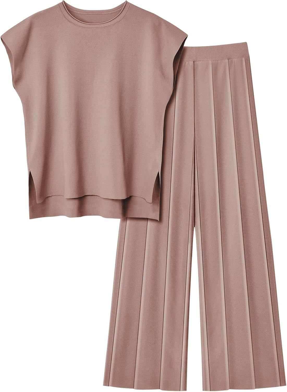 Women's Knitted Vest and Wide-Leg Pants Set