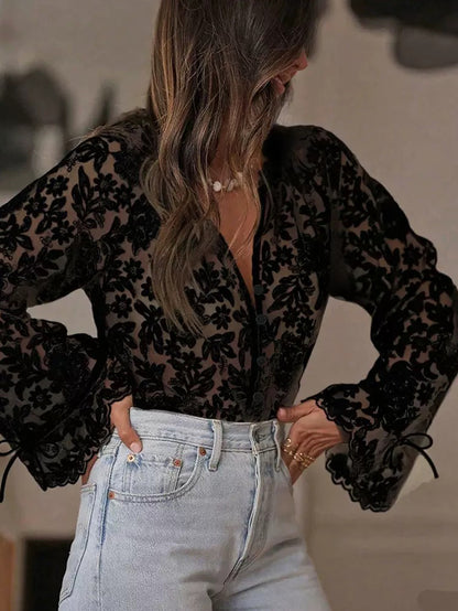 Women's Lace Cut Out Blouse