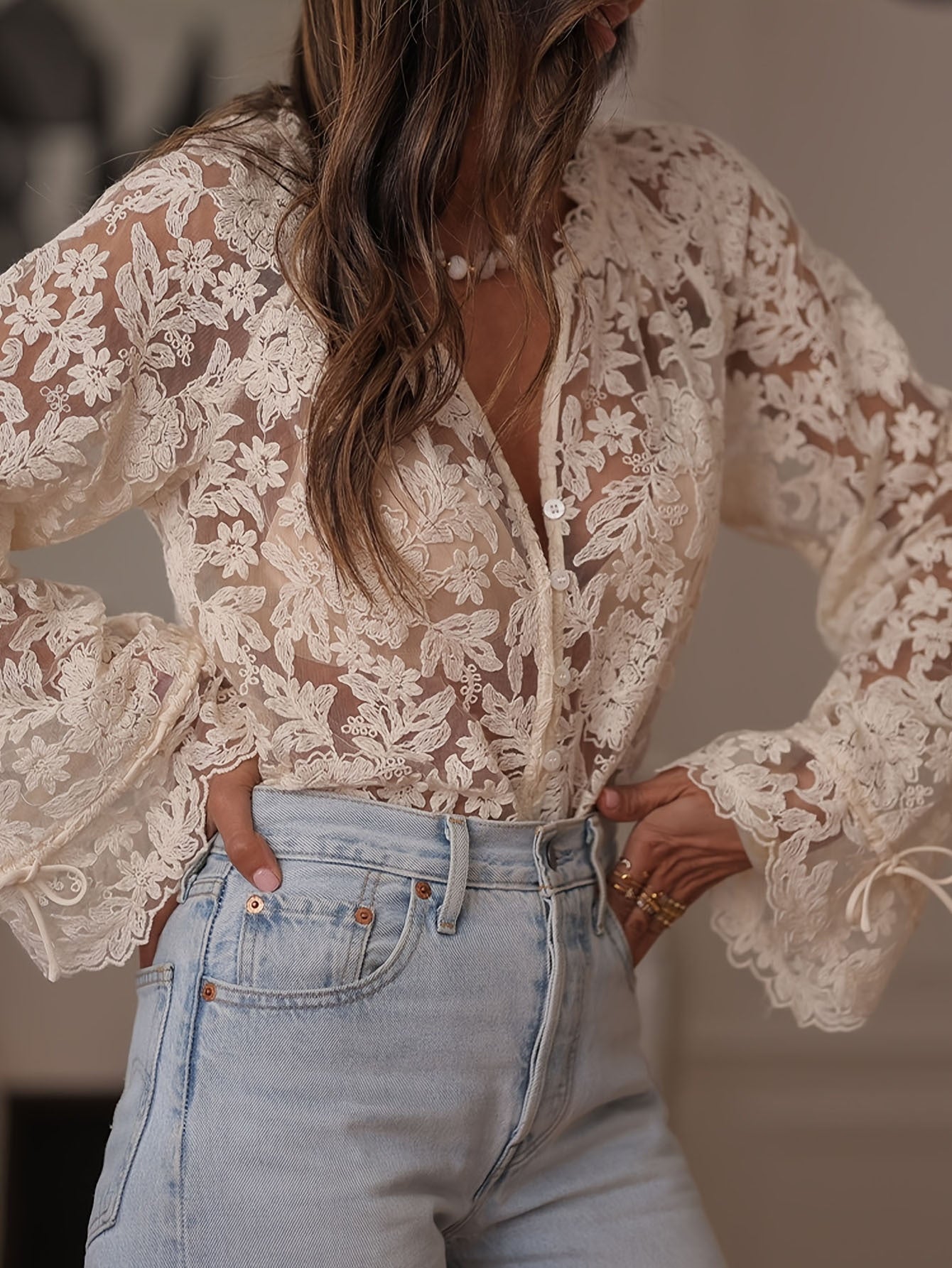 Women's Lace Cut Out Blouse