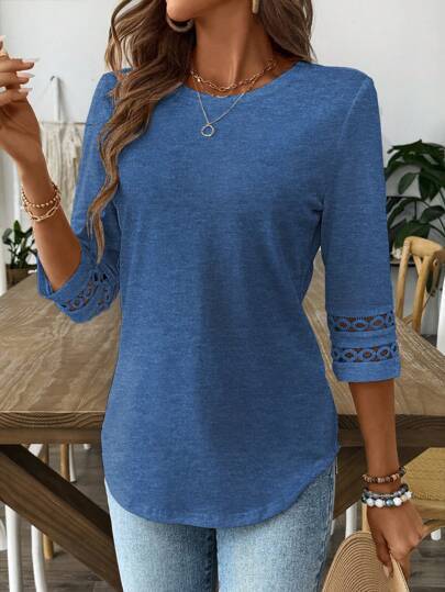 Women's Lace Patchwork Cotton T-Shirt