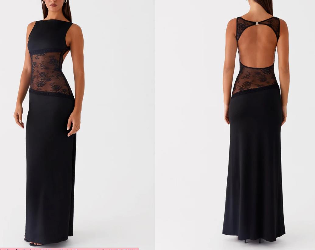 Women's Lace Satin Backless Long Dress