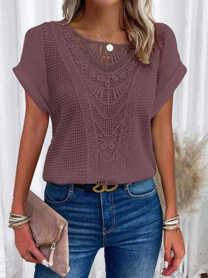 Women's Lace Stitched Short Sleeve T-Shirt