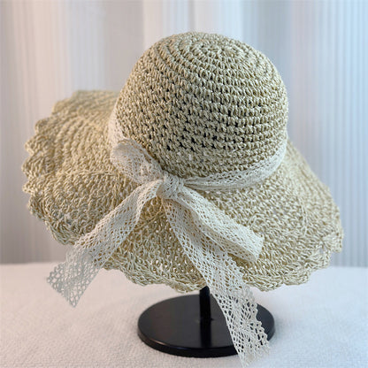 Women's Lace Straw Sun Hat with Adjustable Size