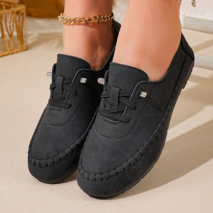 Women's lace-up retro flats