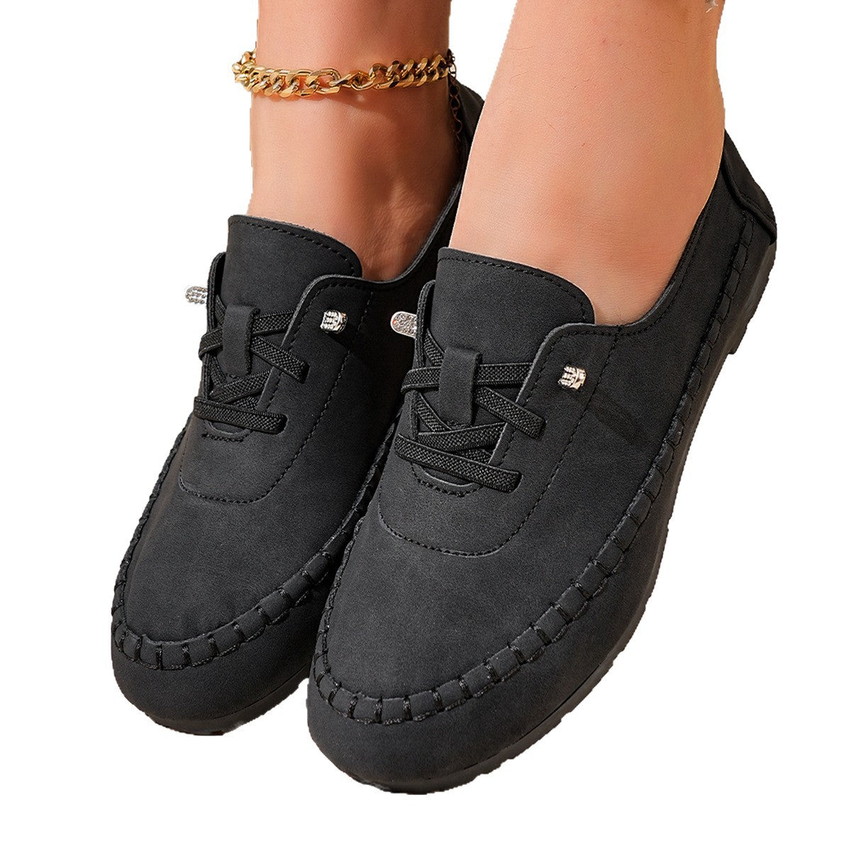 Women's lace-up retro flats