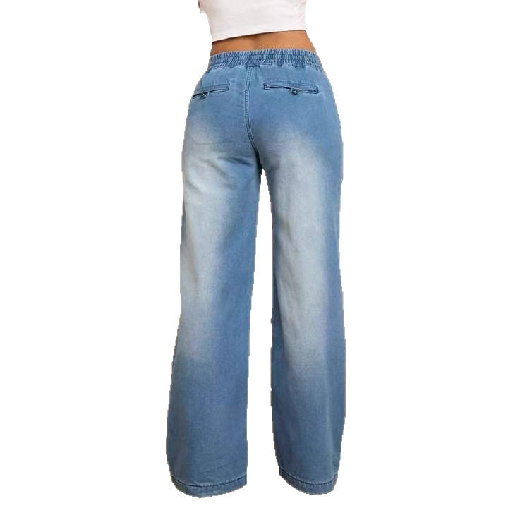 Women's Lace up Straight Leg Pants Jeans