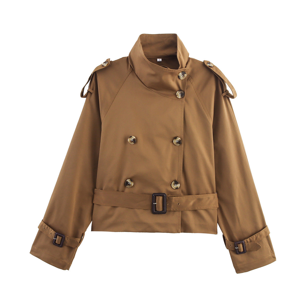 Women's Lapel Belted Windbreaker Jacket