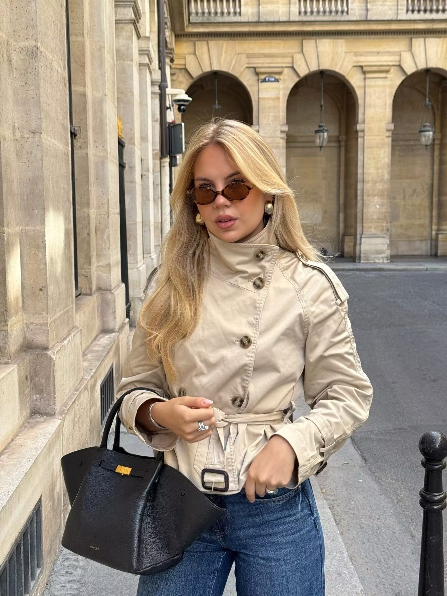 Women's Lapel Belted Windbreaker Jacket