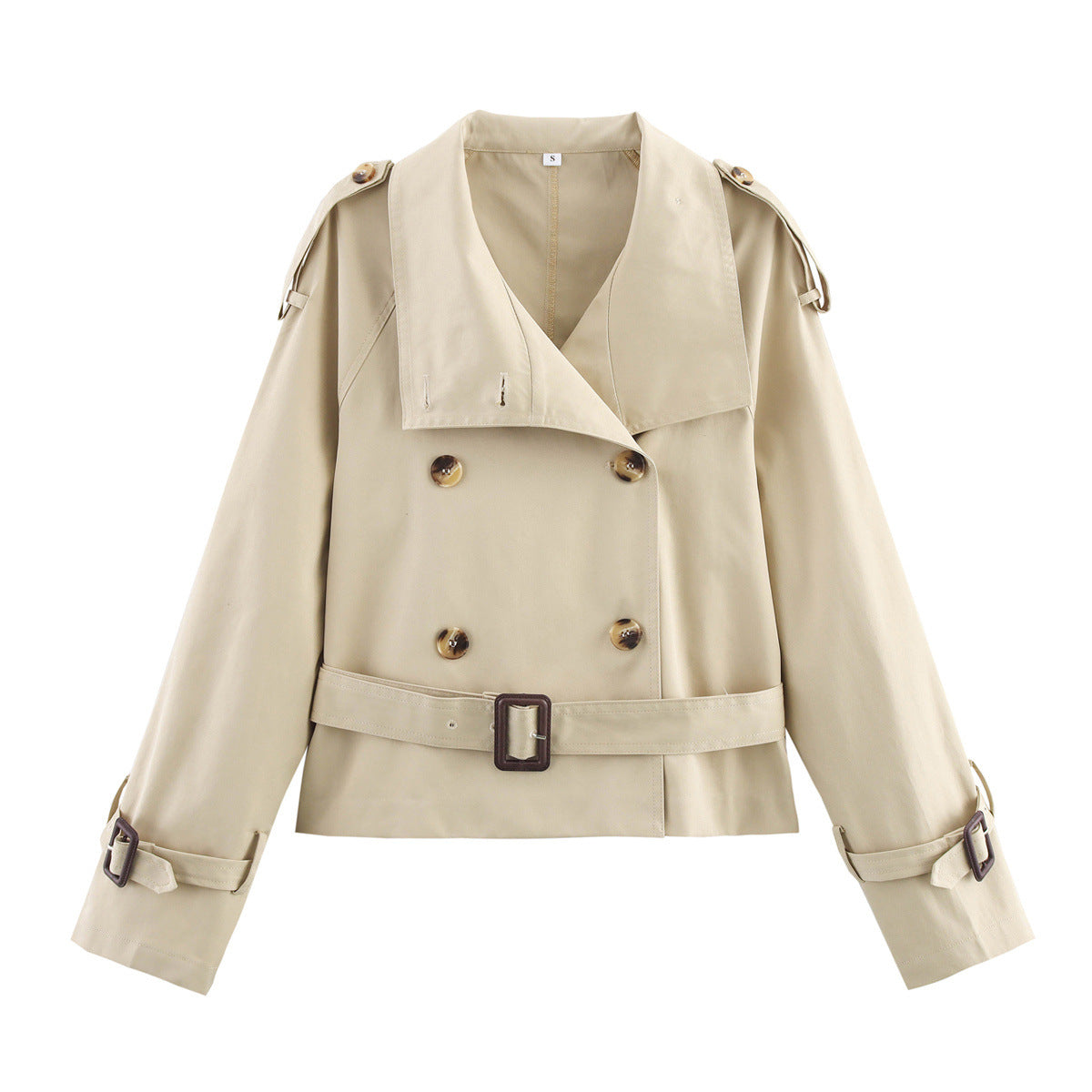 Women's Lapel Belted Windbreaker Jacket
