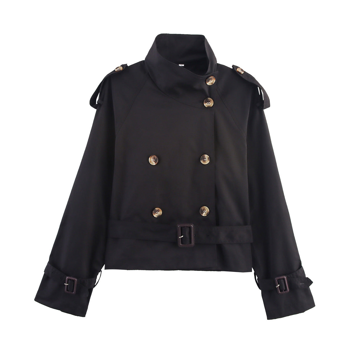 Women's Lapel Belted Windbreaker Jacket