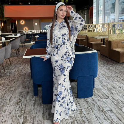 Women's Lapel Long Sleeve Printed Suit