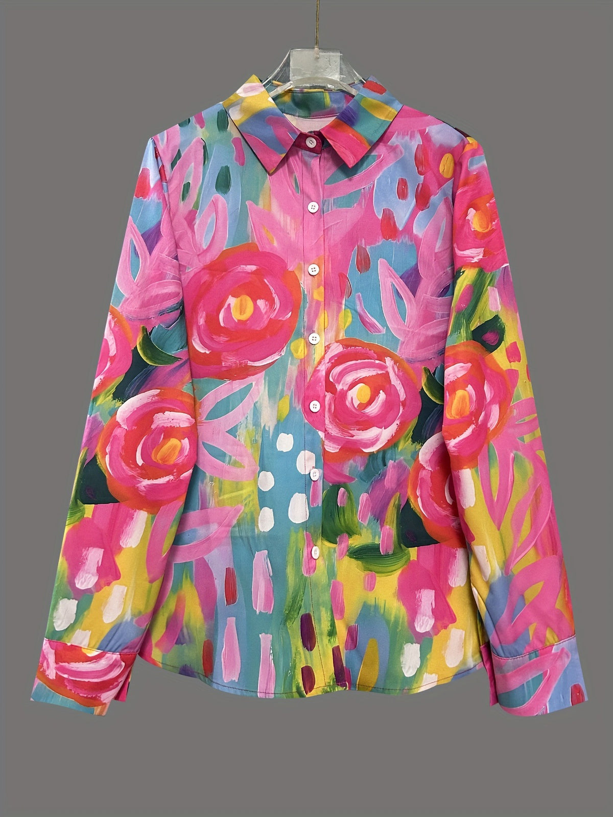 Women's Lapel Shirt Flower Print New Shirt