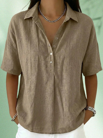 Women's Lapel Short Sleeve Shirt