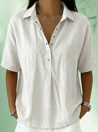 Women's Lapel Short Sleeve Shirt