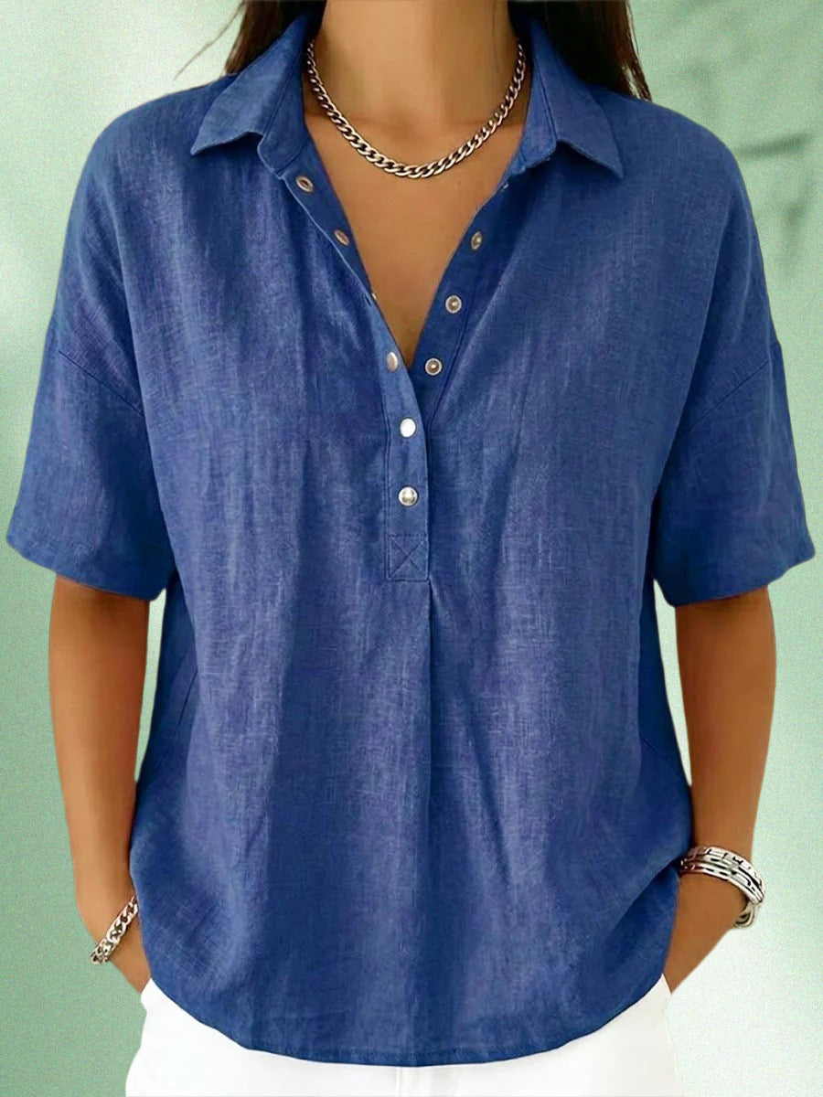 Women's Lapel Short Sleeve Shirt