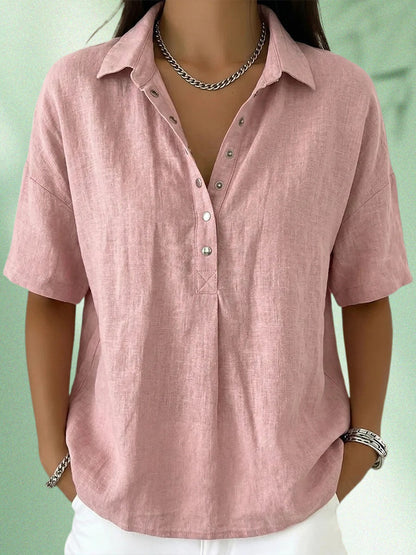 Women's Lapel Short Sleeve Shirt
