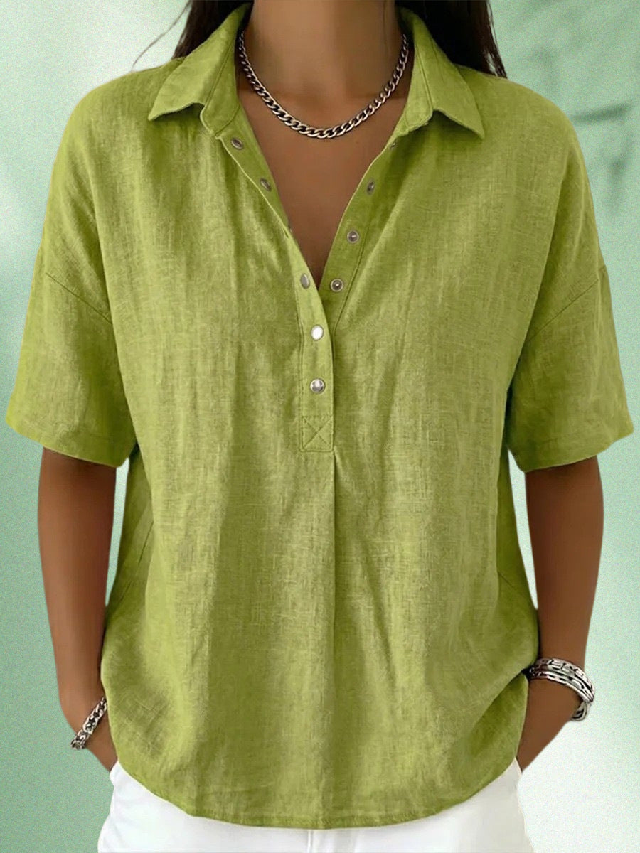 Women's Lapel Short Sleeve Shirt