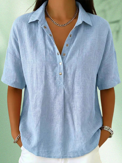 Women's Lapel Short Sleeve Shirt