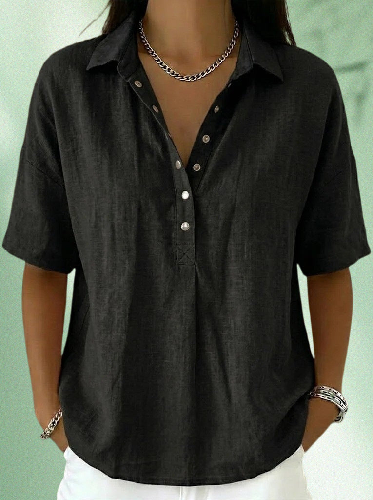Women's Lapel Short Sleeve Shirt