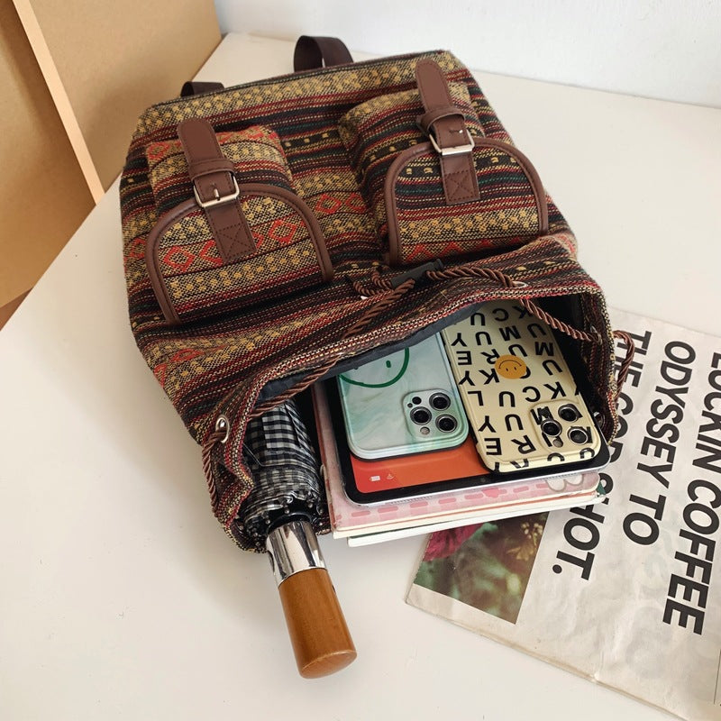 Women's Large Capacity Ethnic Style Backpack