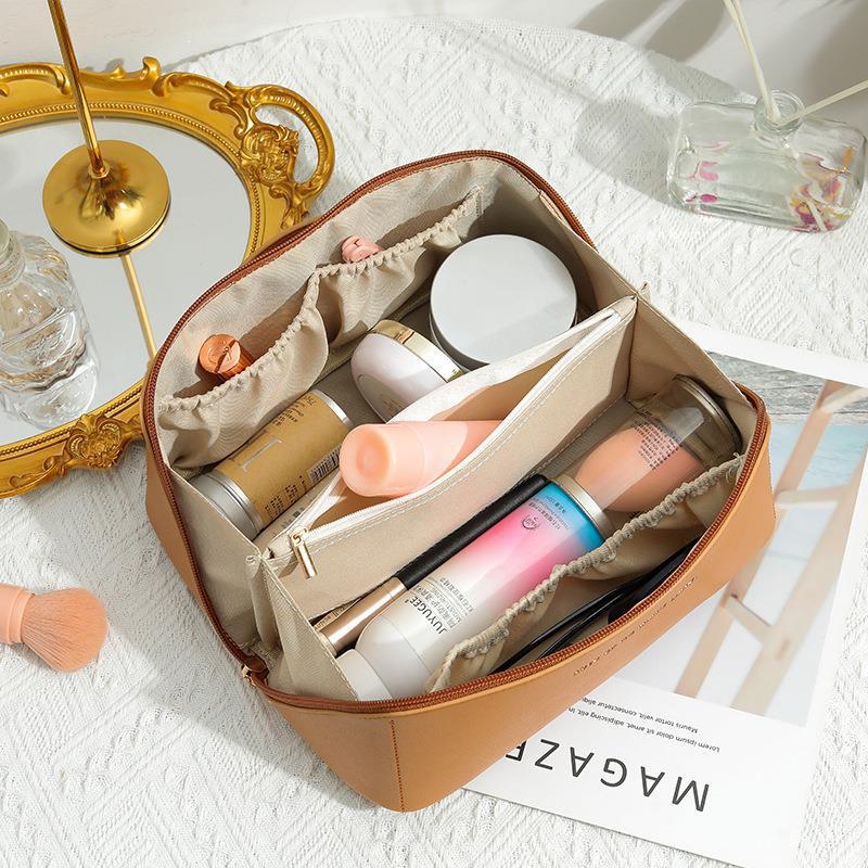 Women's Large Capacity PU Leather Cosmetic Bag