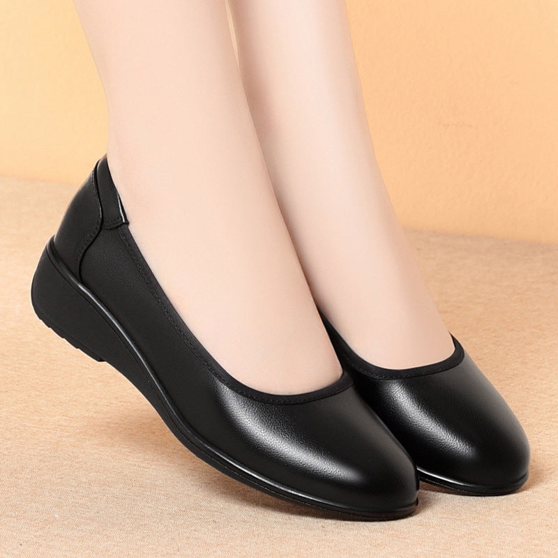 Women's large-size leather shoes
