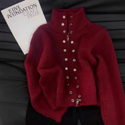Women's Lazy Style Double-Breasted Knitted Cardigan