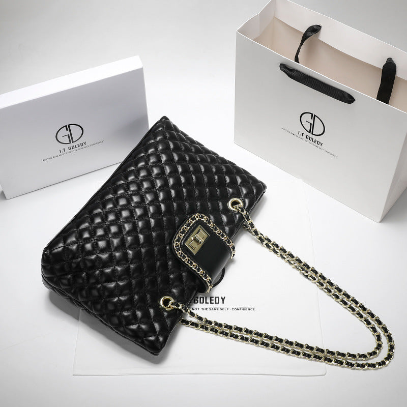 Women's Leather Chain Strap Tote Bag