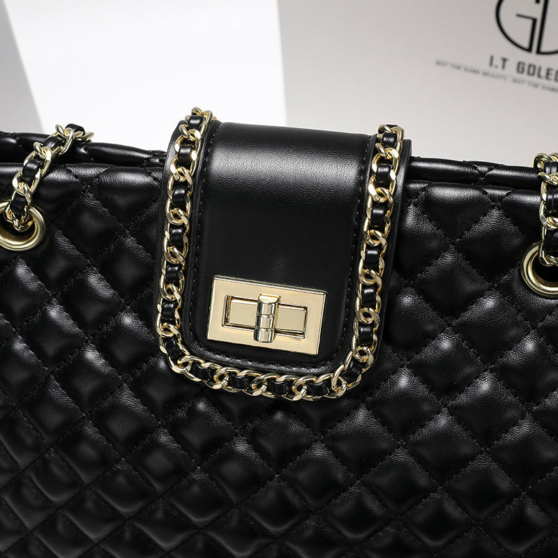 Women's Leather Chain Strap Tote Bag