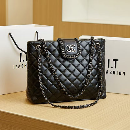 Women's Leather Chain Strap Tote Bag