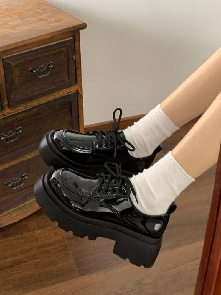 Women's Leather Loafers with Thick Sole