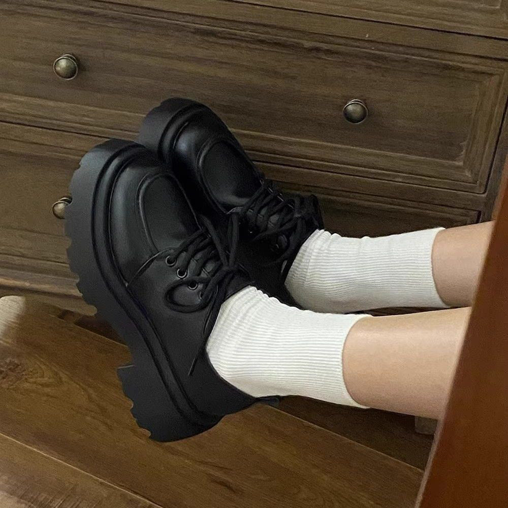 Women's Leather Loafers with Thick Sole