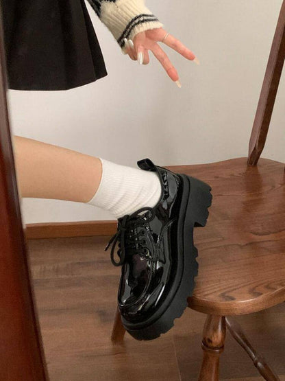 Women's Leather Loafers with Thick Sole