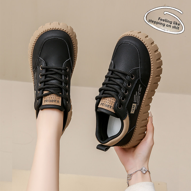 Women's leather platform casual shoes