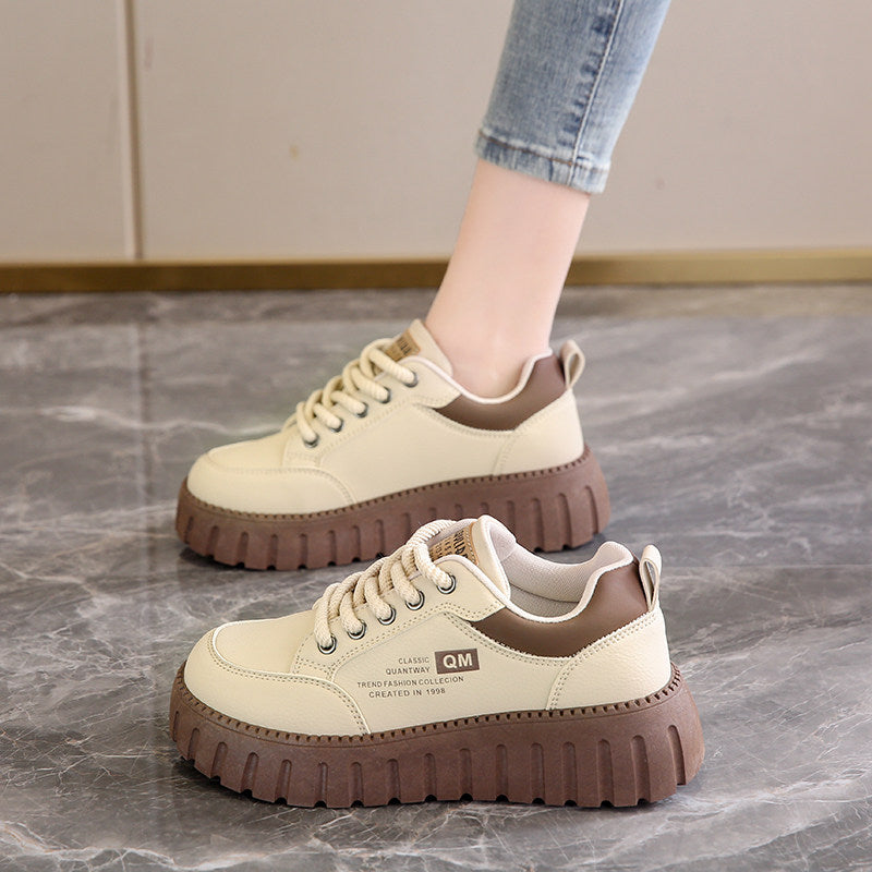 Women's leather platform casual shoes