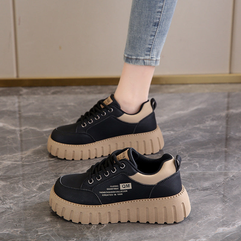 Women's leather platform casual shoes