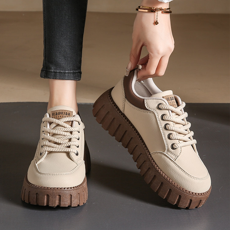 Women's leather platform casual shoes