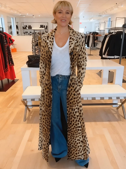 Women's Leopard Print Trench Coat