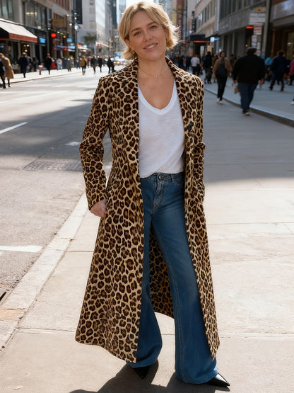 Women's Leopard Print Trench Coat