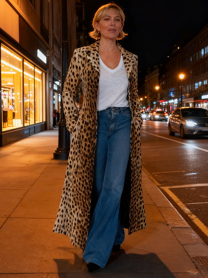 Women's Leopard Print Trench Coat