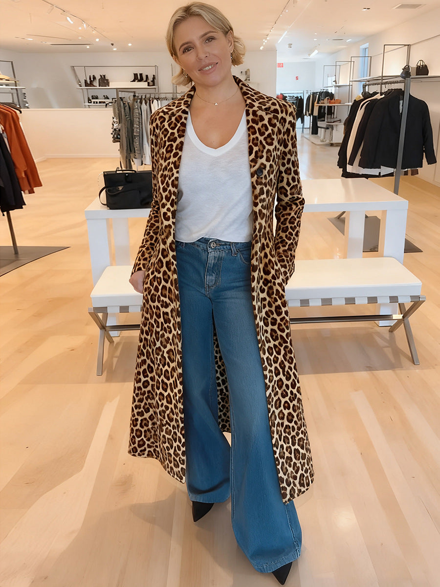 Women's Leopard Print Trench Coat