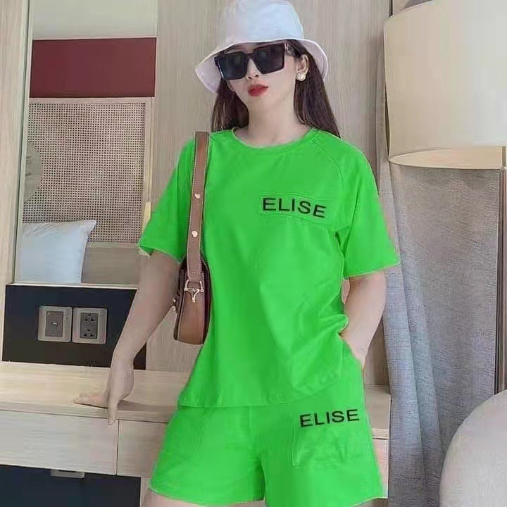 Women's Letter Print Casual Short-Sleeve Two-Piece Set